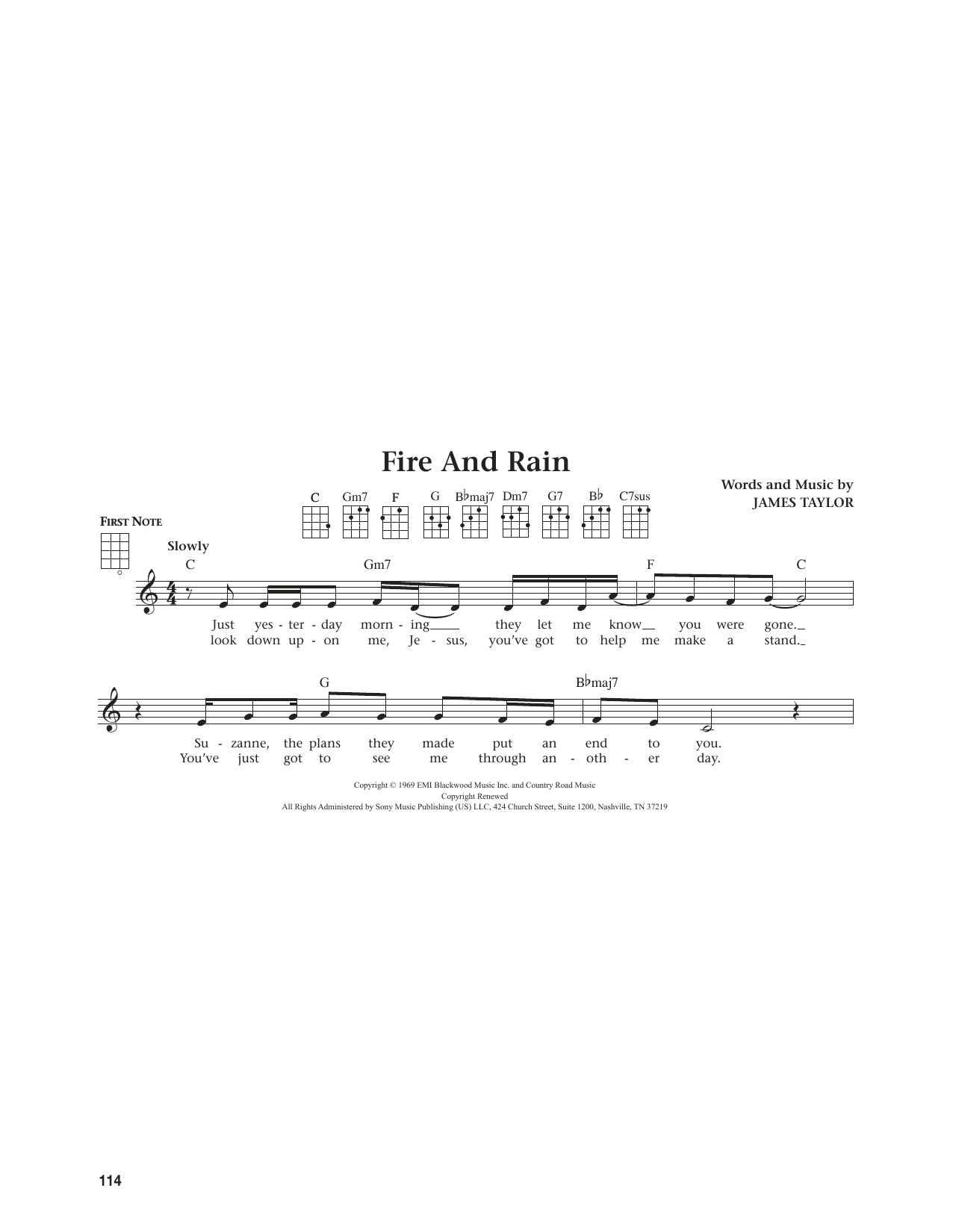 James Taylor Fire And Rain (from The Daily Ukulele) (arr. Jim Beloff) sheet music notes and chords arranged for Ukulele