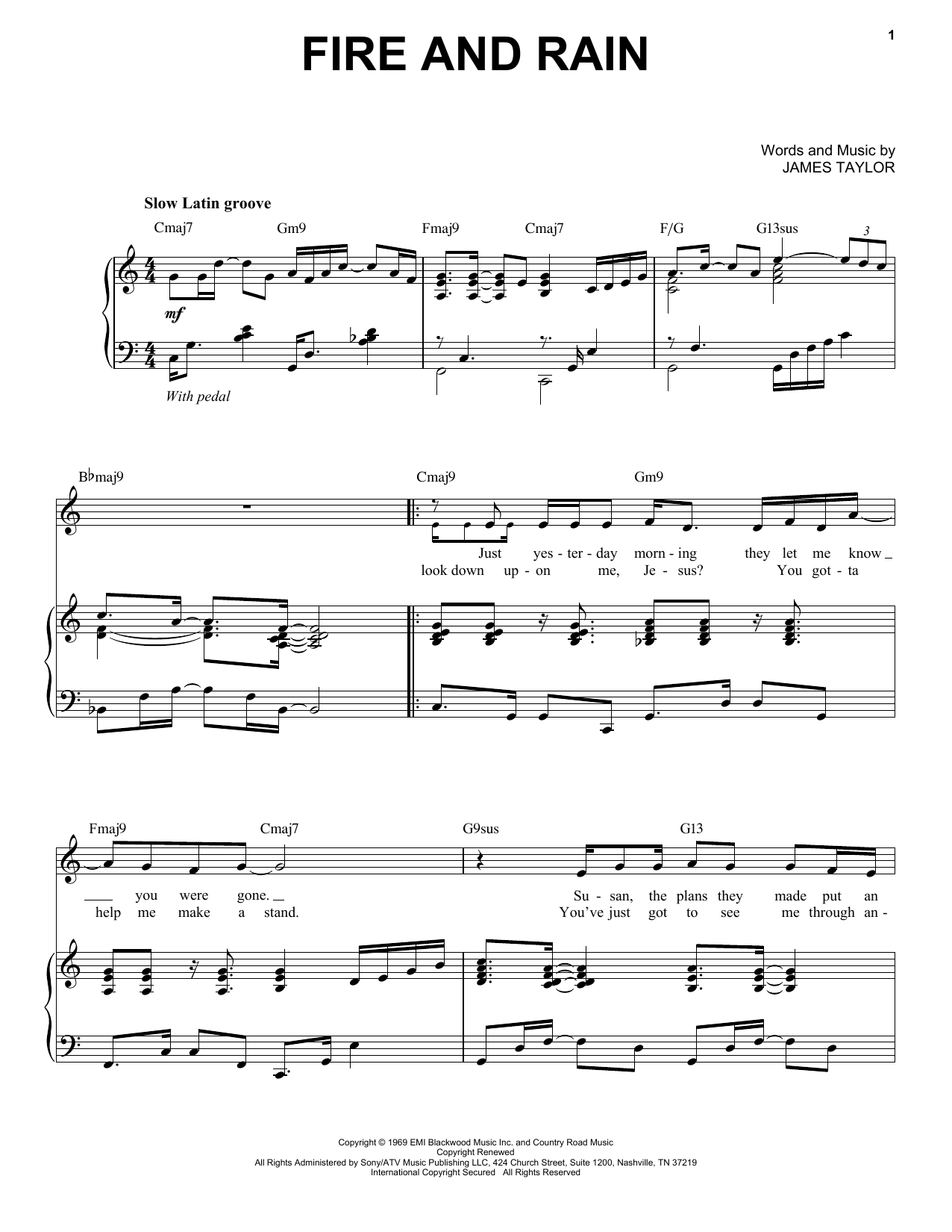 James Taylor Fire And Rain [Jazz version] (arr. Brent Edstrom) sheet music notes and chords arranged for Piano & Vocal