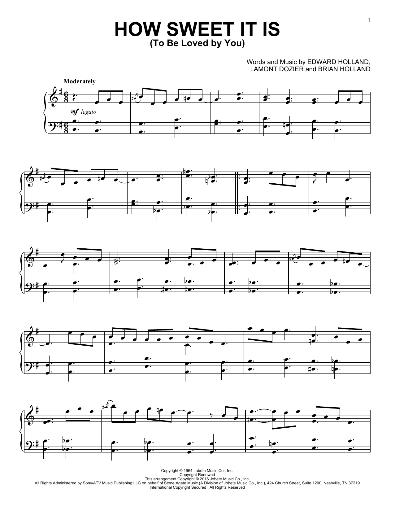 James Taylor How Sweet It Is (To Be Loved By You) [Jazz version] sheet music notes and chords arranged for Piano Solo