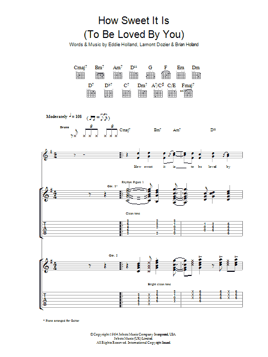 James Taylor How Sweet It Is (To Be Loved By You) sheet music notes and chords arranged for Pro Vocal