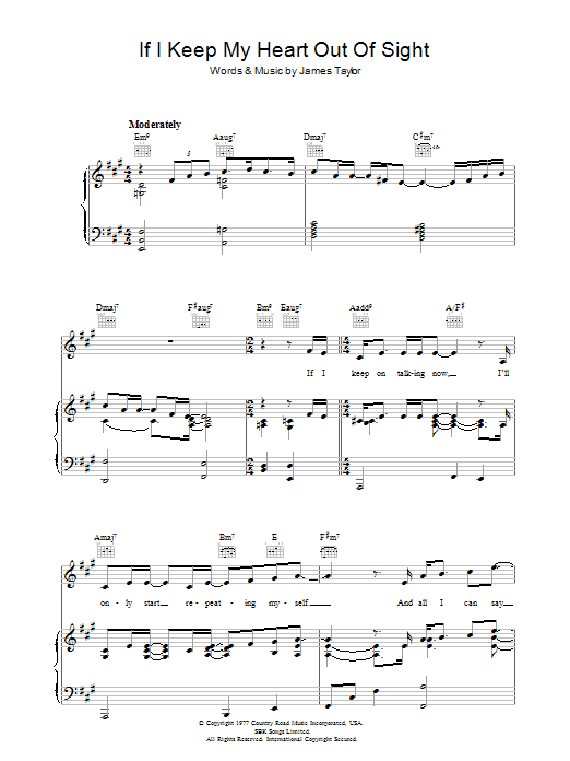 James Taylor If I Keep My Heart Out Of Sight sheet music notes and chords arranged for Piano, Vocal & Guitar Chords