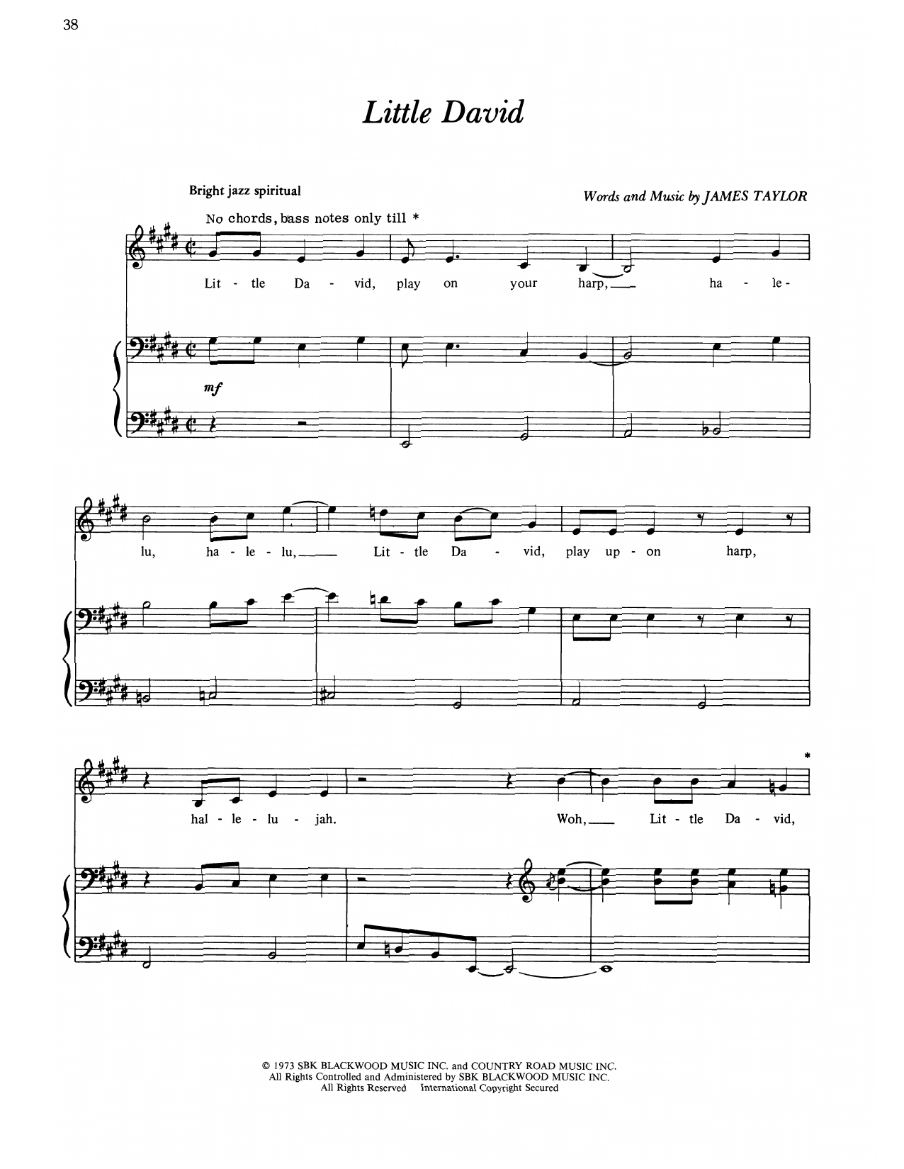 James Taylor Little David sheet music notes and chords arranged for Piano, Vocal & Guitar Chords (Right-Hand Melody)