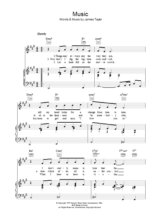 James Taylor Music sheet music notes and chords arranged for Piano, Vocal & Guitar Chords