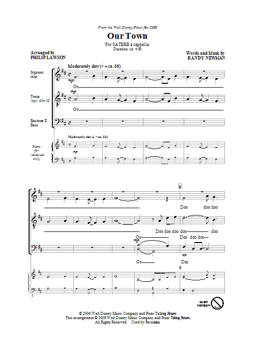 James Taylor Our Town (from Cars) (arr. Philip Lawson) sheet music notes and chords arranged for SATB Choir
