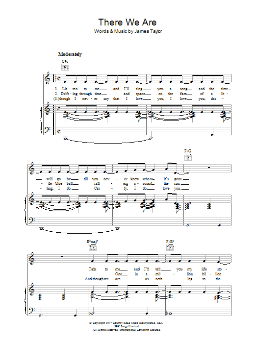 James Taylor There We Are sheet music notes and chords arranged for Piano, Vocal & Guitar Chords