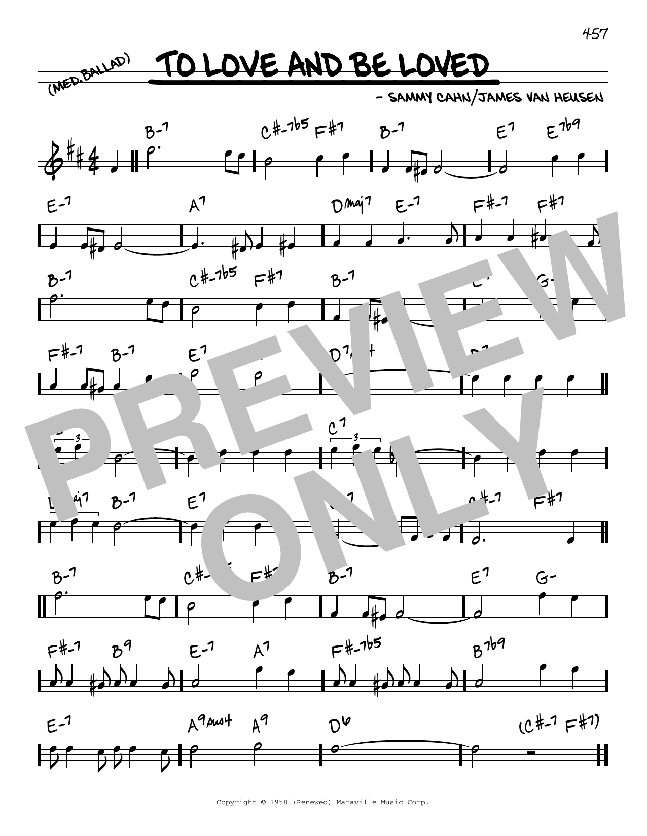 James Van Heusen and Sammy Cahn To Love And Be Loved sheet music notes and chords arranged for Real Book – Melody & Chords