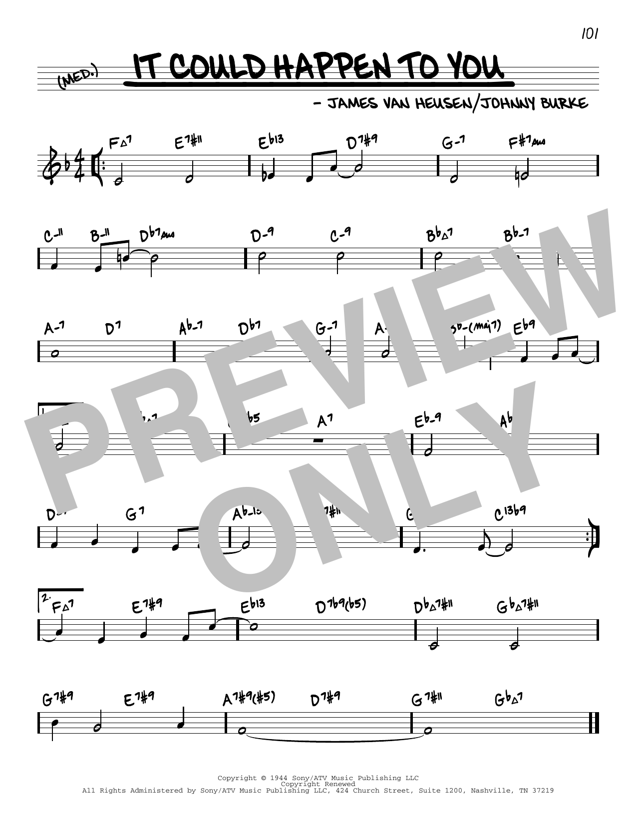 James Van Heusen It Could Happen To You (arr. David Hazeltine) sheet music notes and chords arranged for Real Book – Enhanced Chords