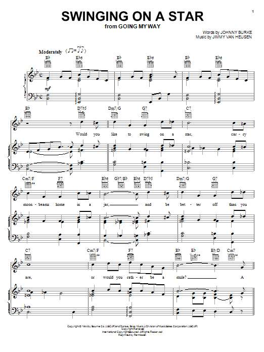 Jimmy Van Heusen Swinging On A Star sheet music notes and chords arranged for Lead Sheet / Fake Book