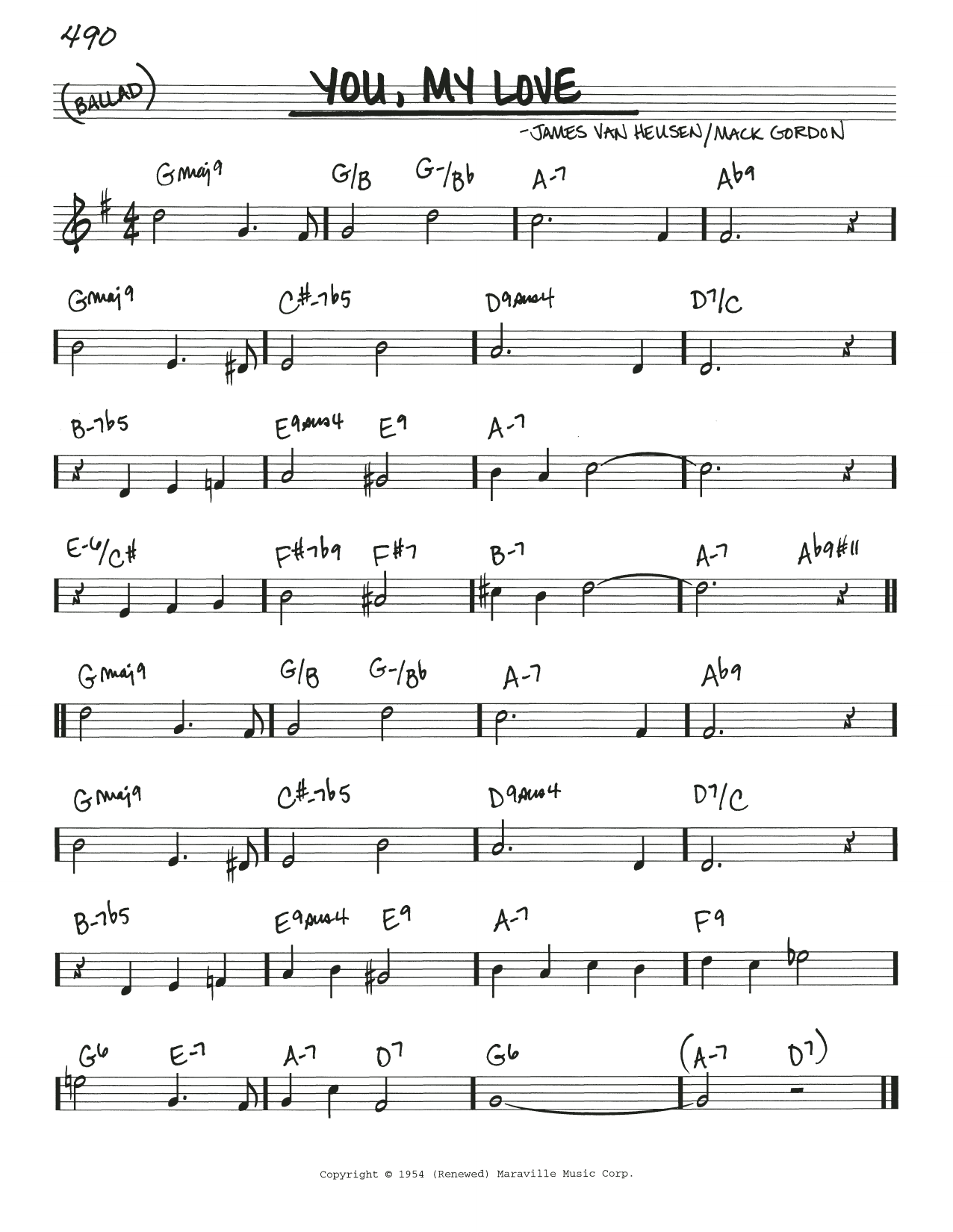 James Van Heusen You, My Love sheet music notes and chords arranged for Real Book – Melody & Chords