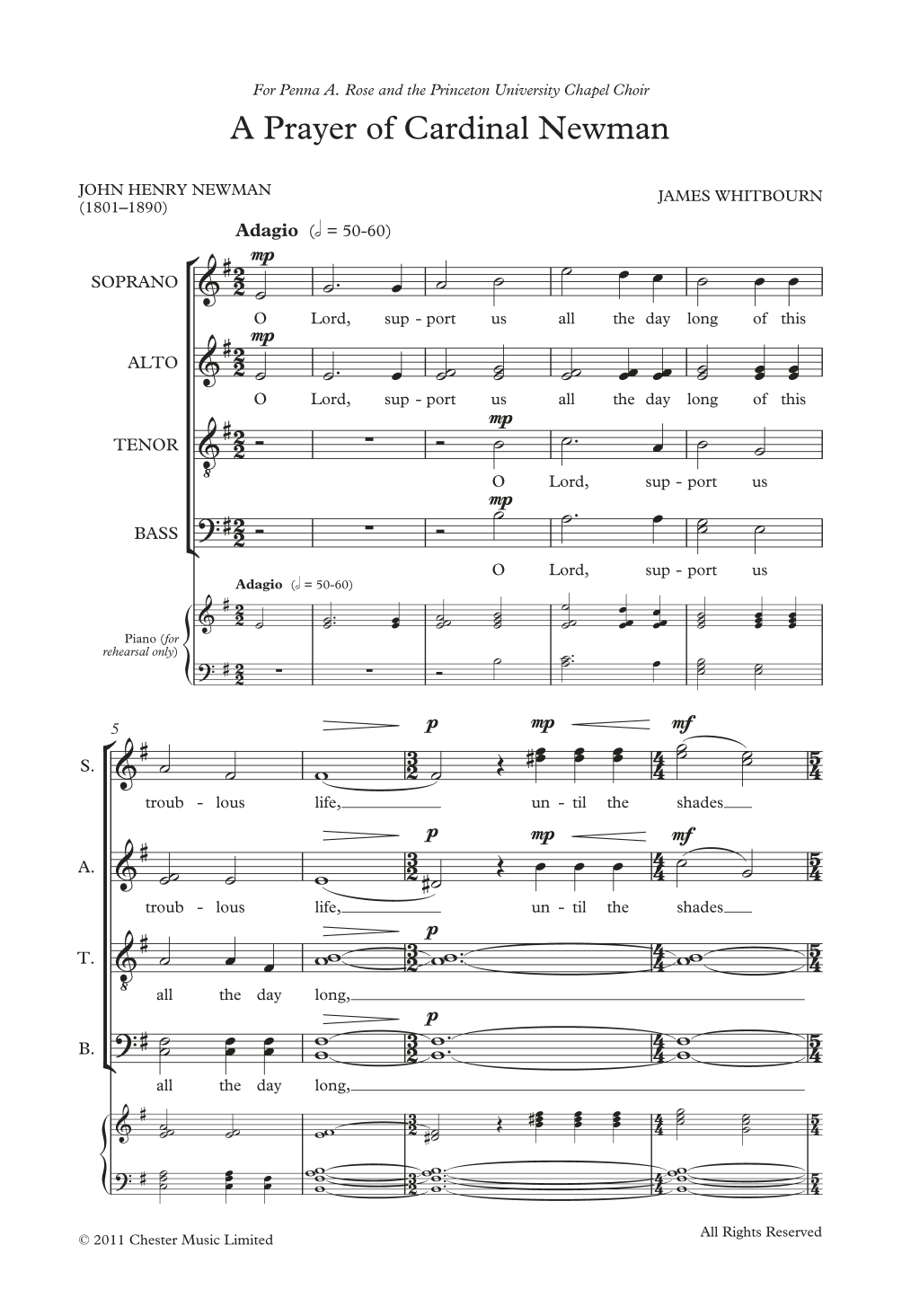 James Whitbourn A Prayer Of Cardinal Newman sheet music notes and chords arranged for SATB Choir