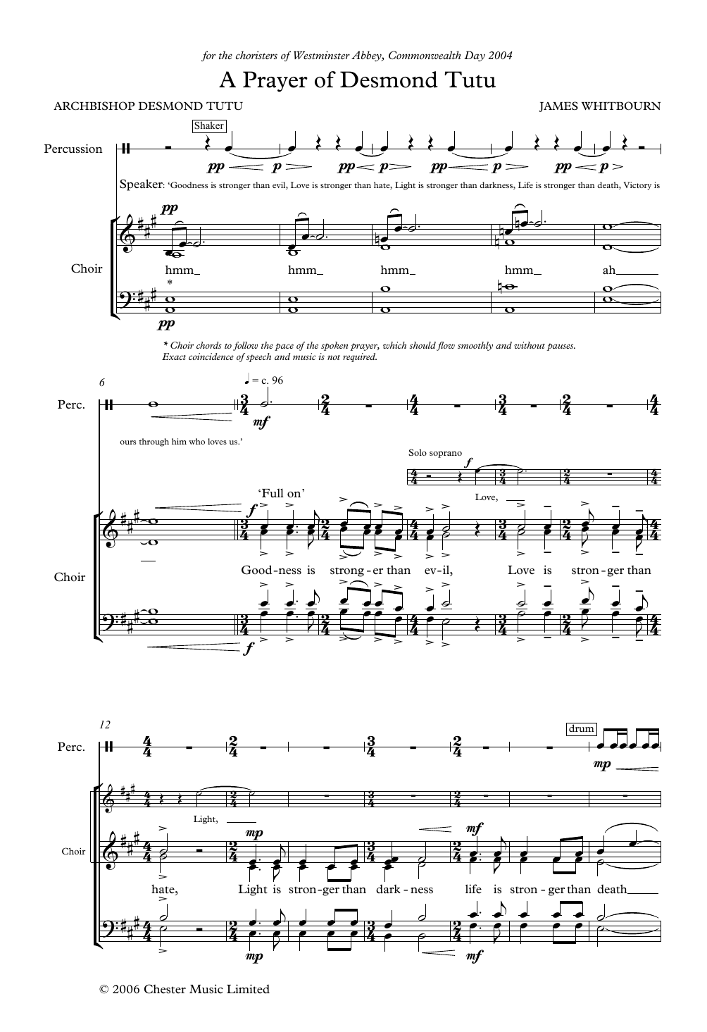 James Whitbourn A Prayer Of Desmond Tutu sheet music notes and chords arranged for SATB Choir