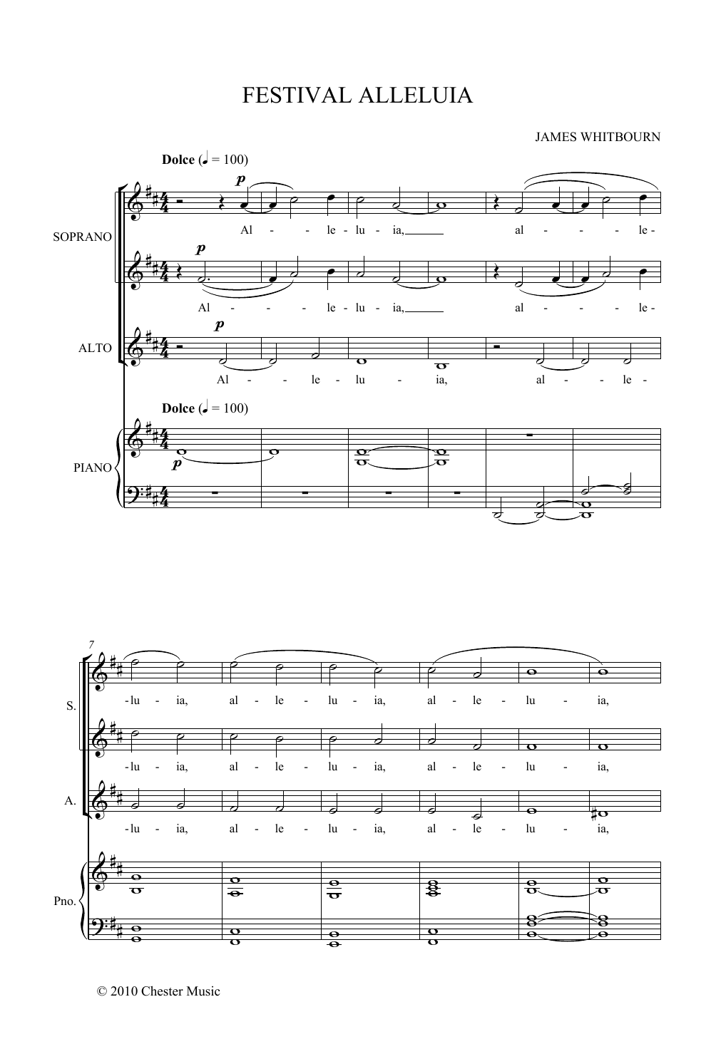 James Whitbourn Festival Alleluia sheet music notes and chords arranged for SSA Choir