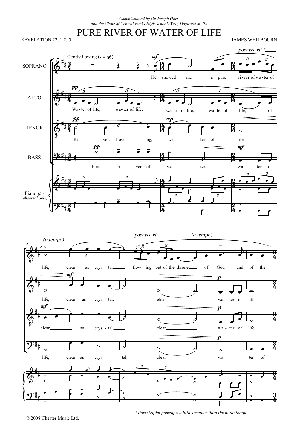 James Whitbourn Pure River Of Water Of Life sheet music notes and chords arranged for SATB Choir