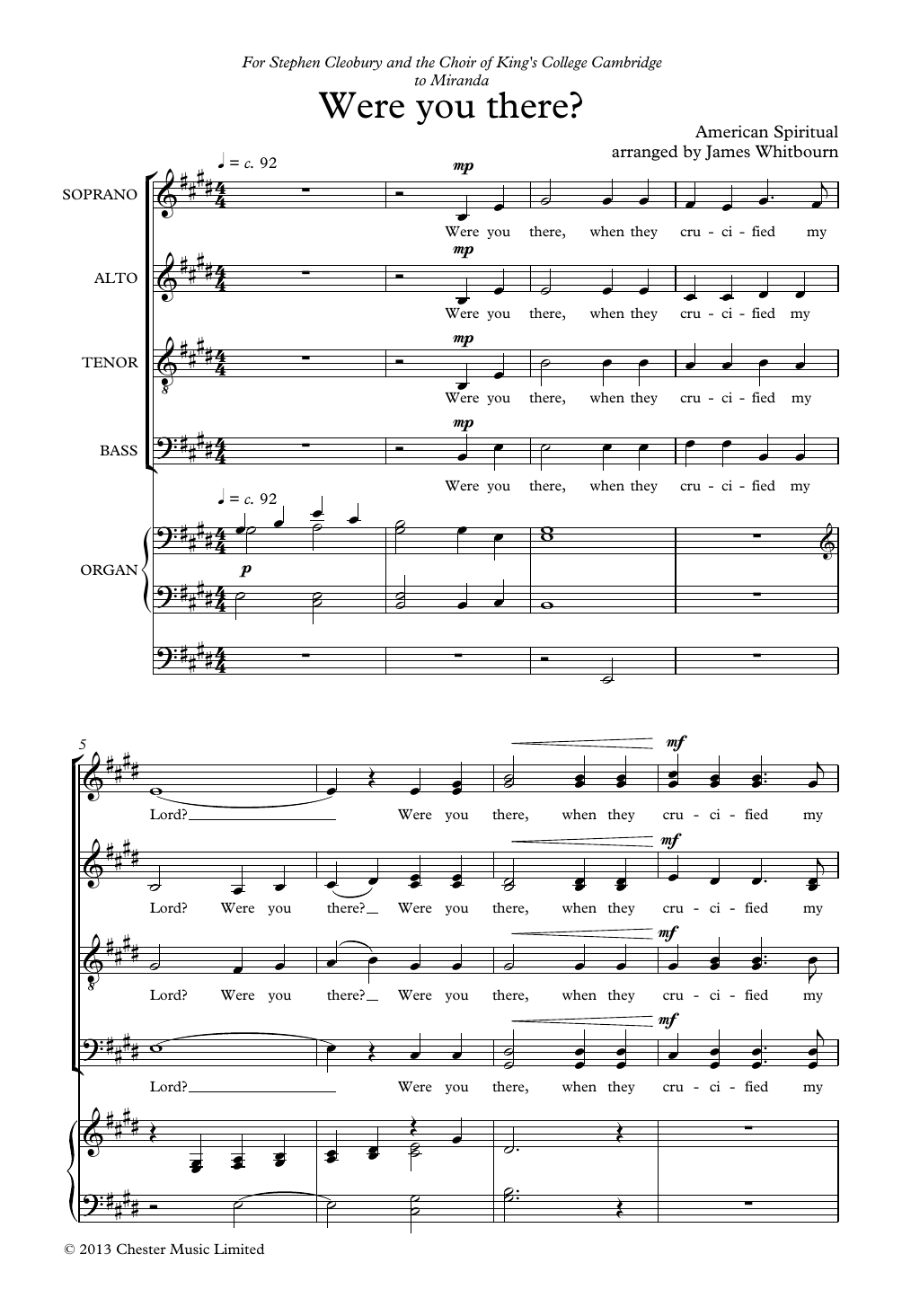 James Whitbourn Were You There? sheet music notes and chords arranged for SATB Choir