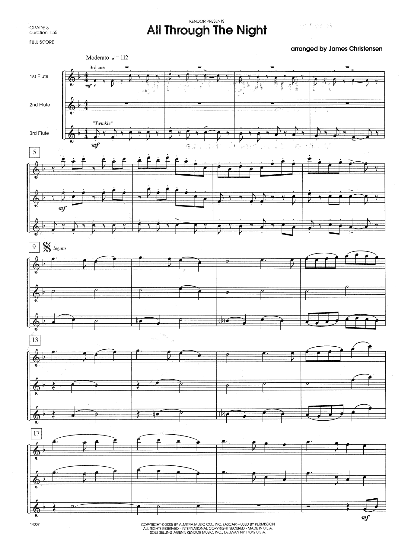 James Christensen All Through the Night - Full Score sheet music notes and chords. Download Printable PDF.