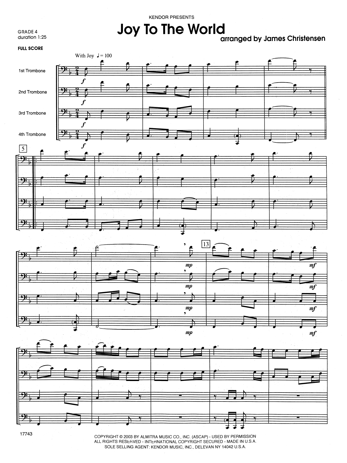 James Christensen Joy to the World - Full Score sheet music notes and chords. Download Printable PDF.