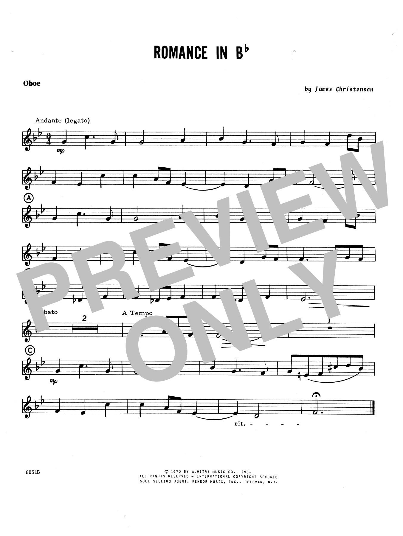 James Christensen Romance In Bb - Oboe sheet music notes and chords. Download Printable PDF.