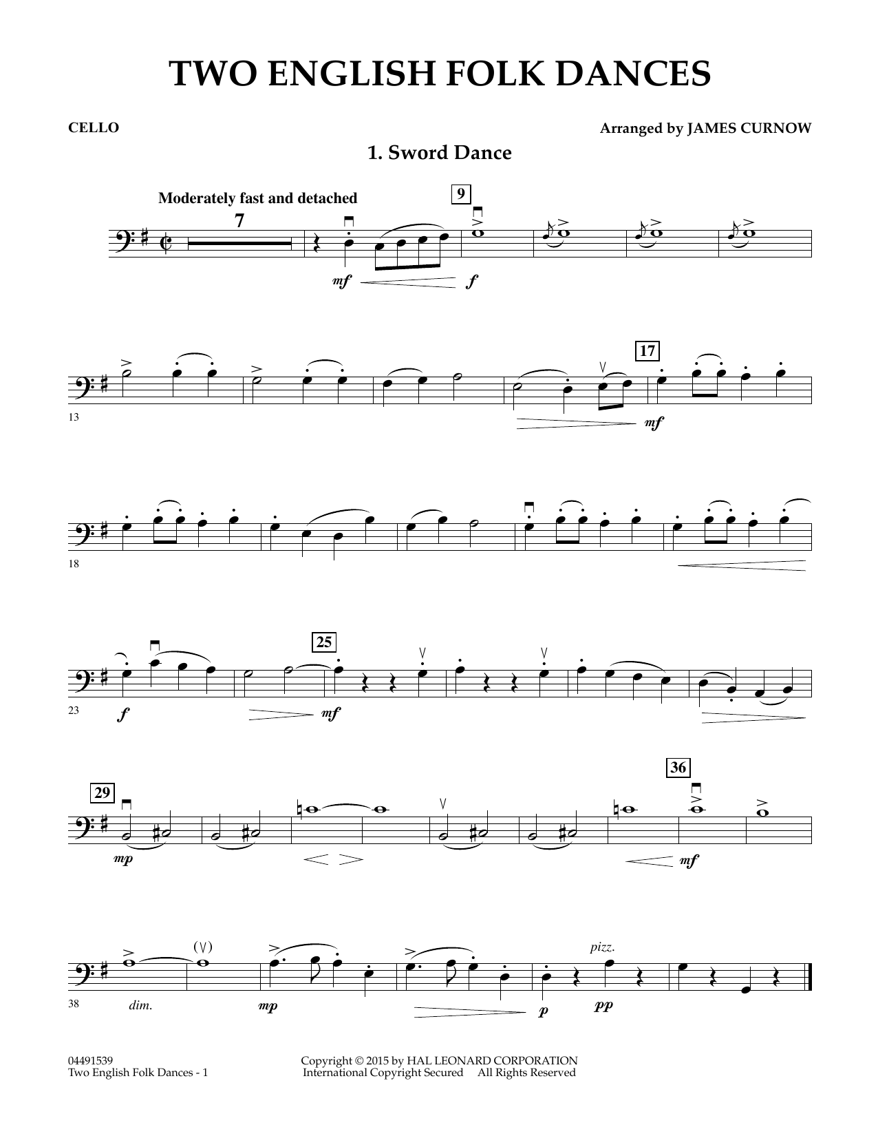 James Curnow Two English Folk Dances - Cello sheet music notes and chords arranged for Orchestra