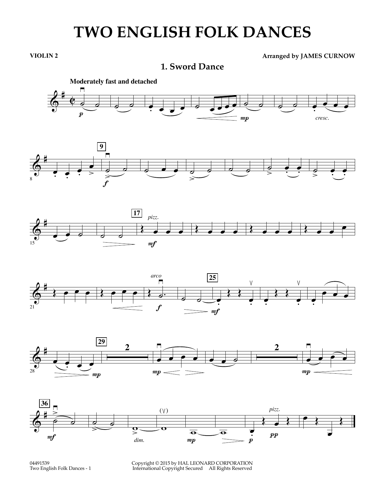 James Curnow Two English Folk Dances - Violin 2 sheet music notes and chords arranged for Orchestra
