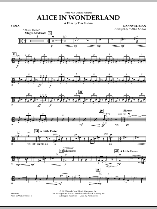 James Kazik Alice In Wonderland - Viola sheet music notes and chords. Download Printable PDF.