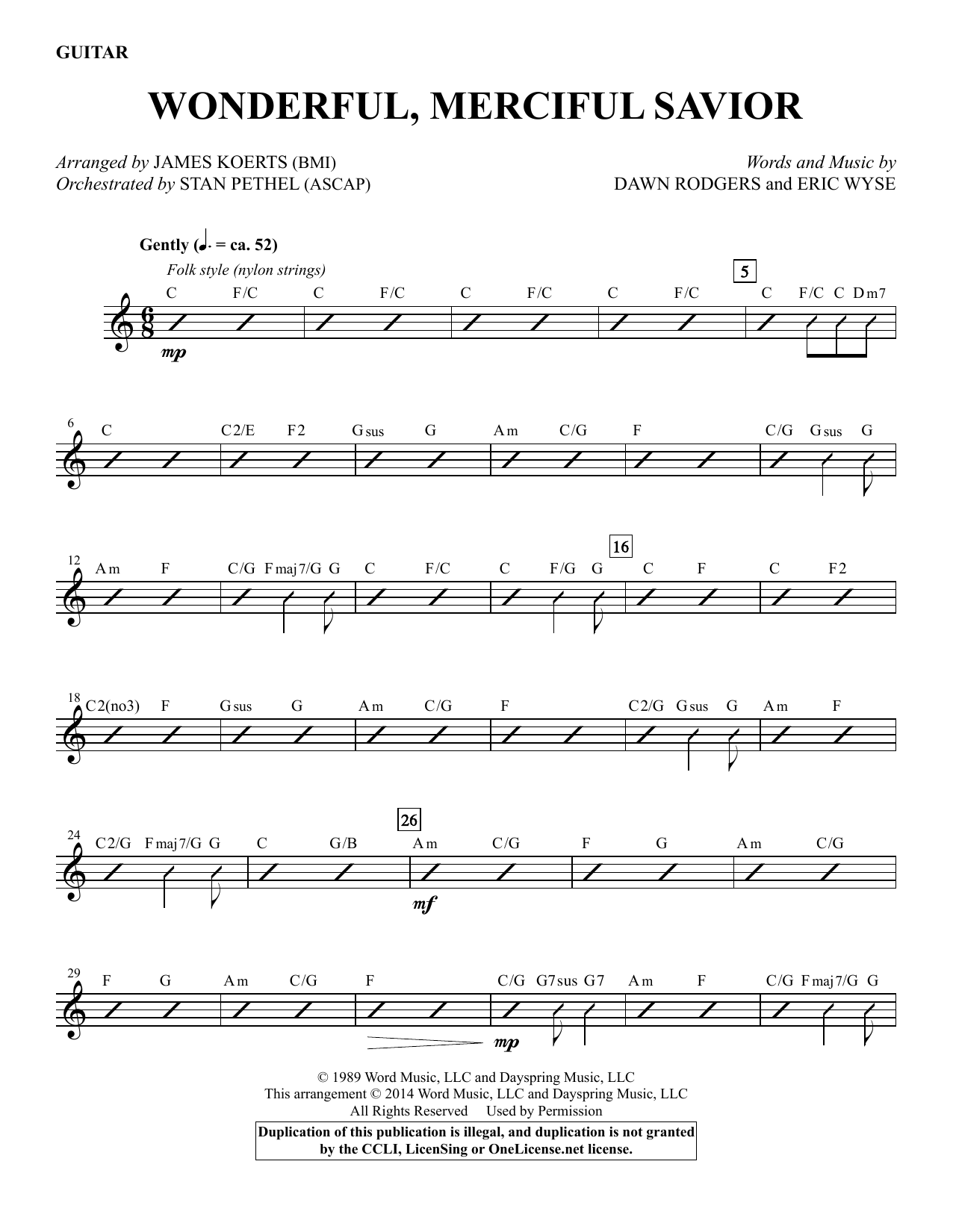 James Koerts Wonderful, Merciful Savior - Guitar sheet music notes and chords. Download Printable PDF.