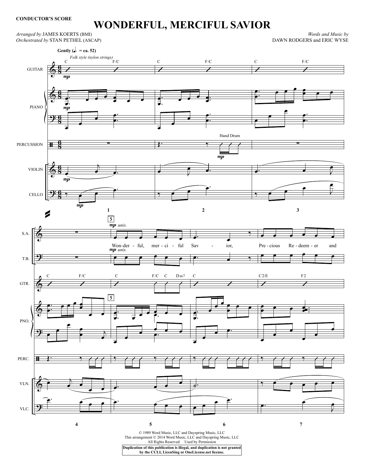 James Koerts Wonderful, Merciful Savior - Score sheet music notes and chords. Download Printable PDF.