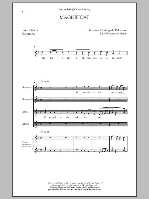 Jameson Marvin Magnificat sheet music notes and chords arranged for SSA Choir