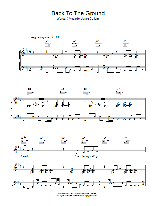 Jamie Cullum Back To The Ground sheet music notes and chords arranged for Piano, Vocal & Guitar Chords