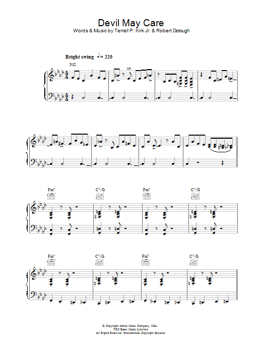 Jamie Cullum Devil May Care sheet music notes and chords arranged for Piano, Vocal & Guitar Chords