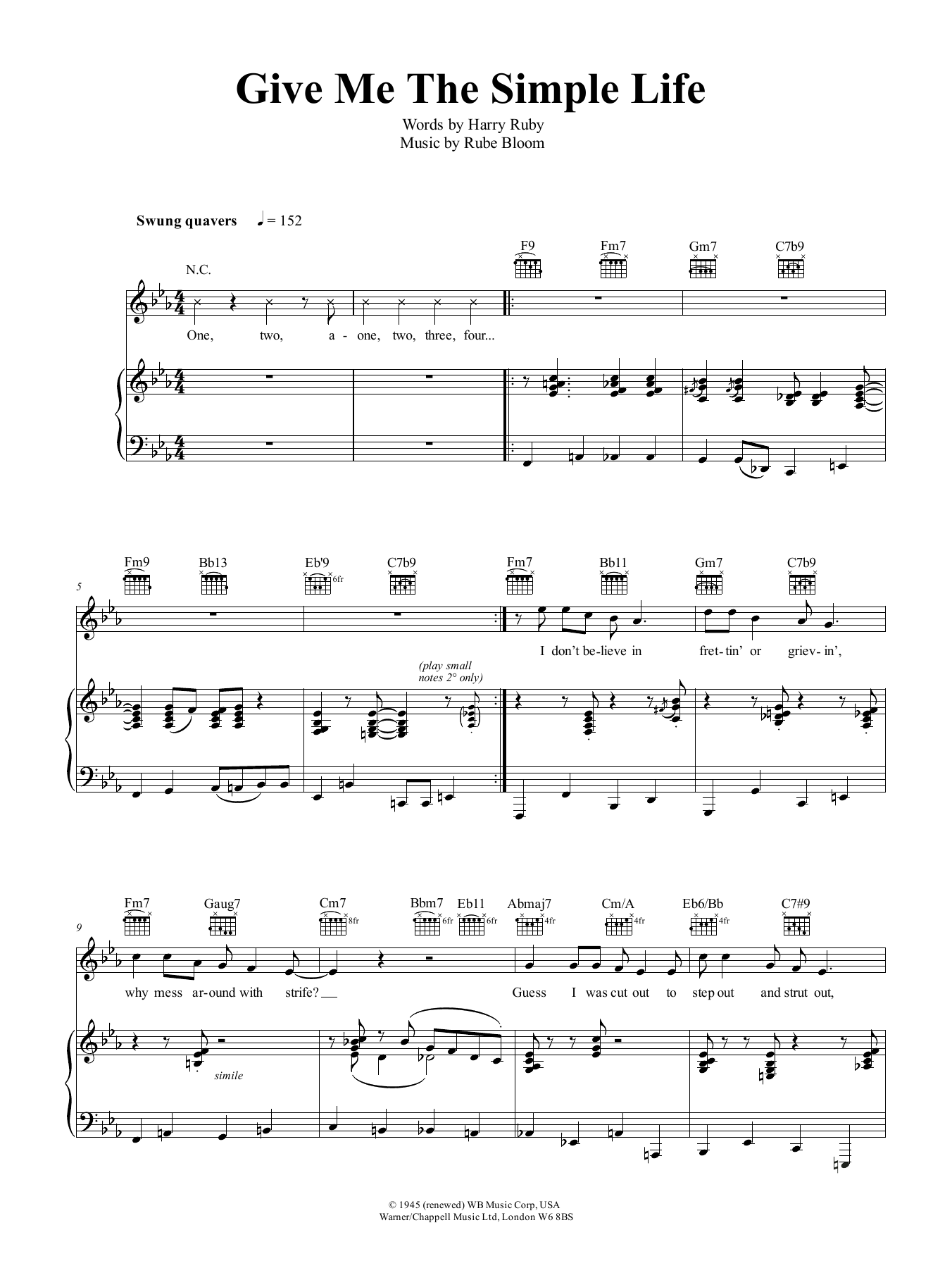 Jamie Cullum Give Me The Simple Life sheet music notes and chords arranged for Piano, Vocal & Guitar Chords (Right-Hand Melody)
