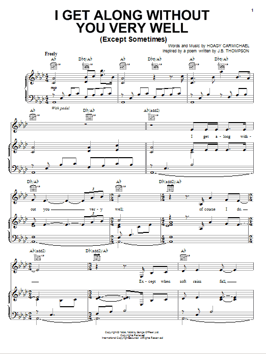 Jamie Cullum I Get Along Without You Very Well (Except Sometimes) sheet music notes and chords arranged for Piano, Vocal & Guitar Chords (Right-Hand Melody)