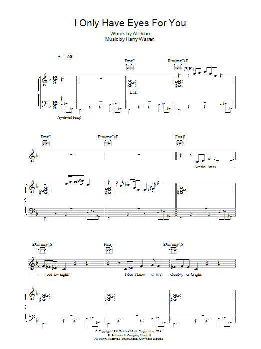 Jamie Cullum I Only Have Eyes For You sheet music notes and chords arranged for Piano, Vocal & Guitar Chords