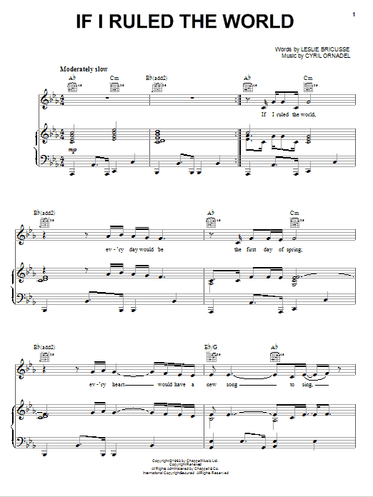 Jamie Cullum If I Ruled The World sheet music notes and chords arranged for Piano, Vocal & Guitar Chords (Right-Hand Melody)