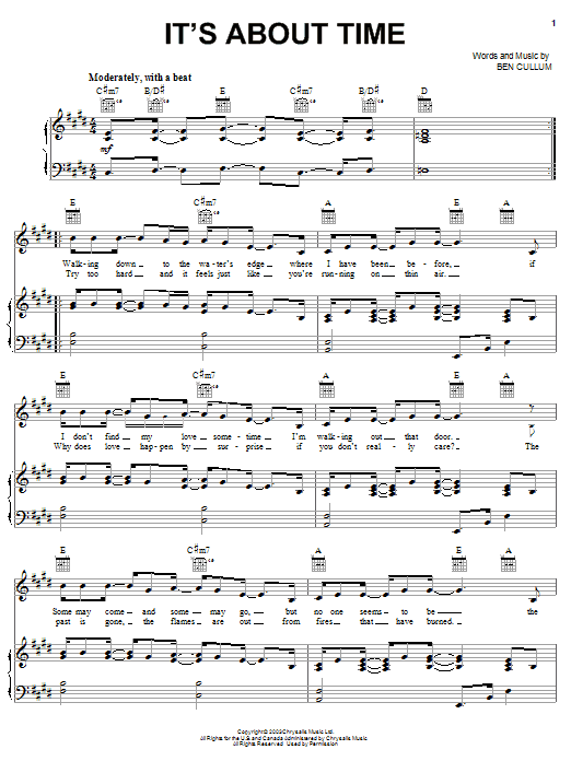 Jamie Cullum It's About Time sheet music notes and chords arranged for Piano, Vocal & Guitar Chords (Right-Hand Melody)