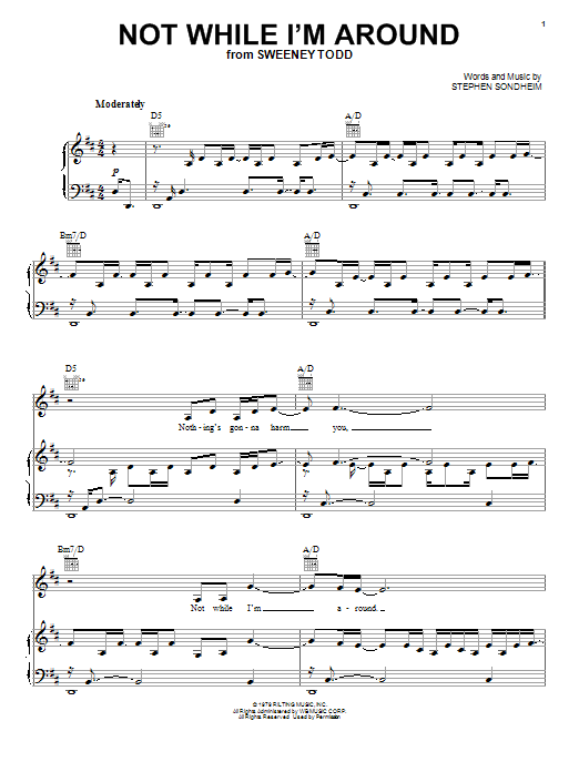 Jamie Cullum Not While I'm Around sheet music notes and chords arranged for Piano, Vocal & Guitar Chords (Right-Hand Melody)