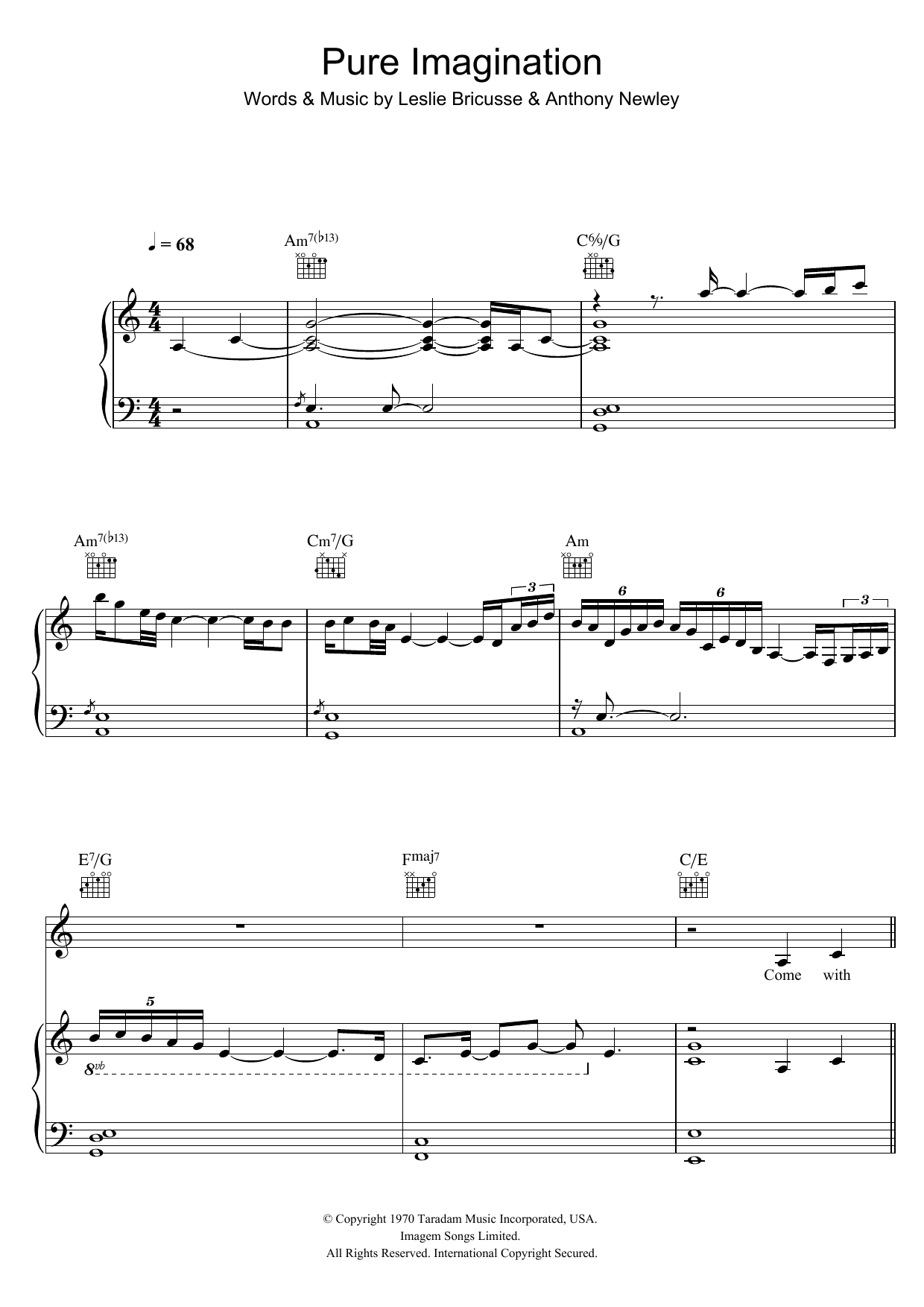 Jamie Cullum Pure Imagination (from Willy Wonka and The Chocolate Factory) sheet music notes and chords arranged for Piano, Vocal & Guitar Chords