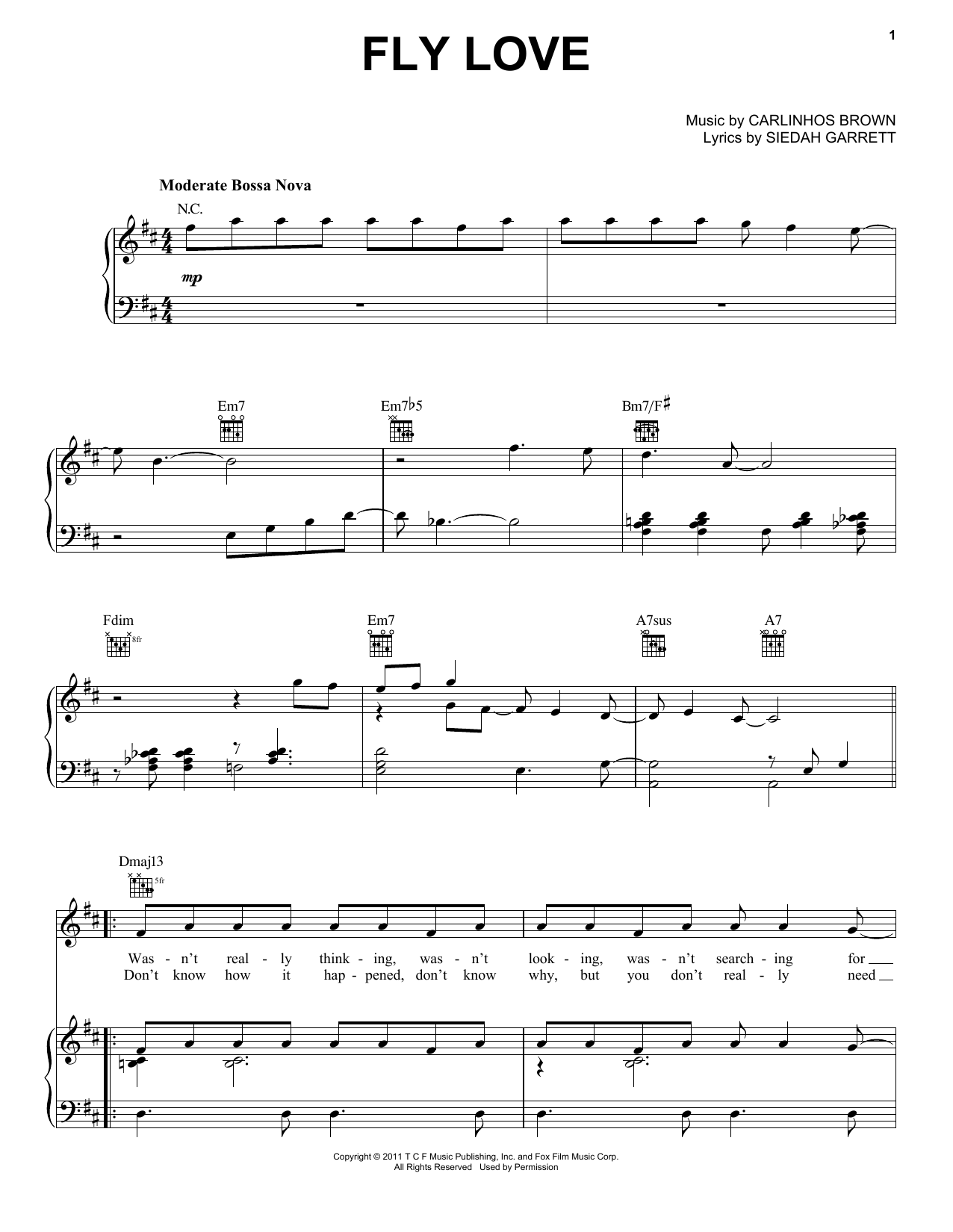 Jamie Foxx Fly Love sheet music notes and chords arranged for Piano, Vocal & Guitar Chords (Right-Hand Melody)