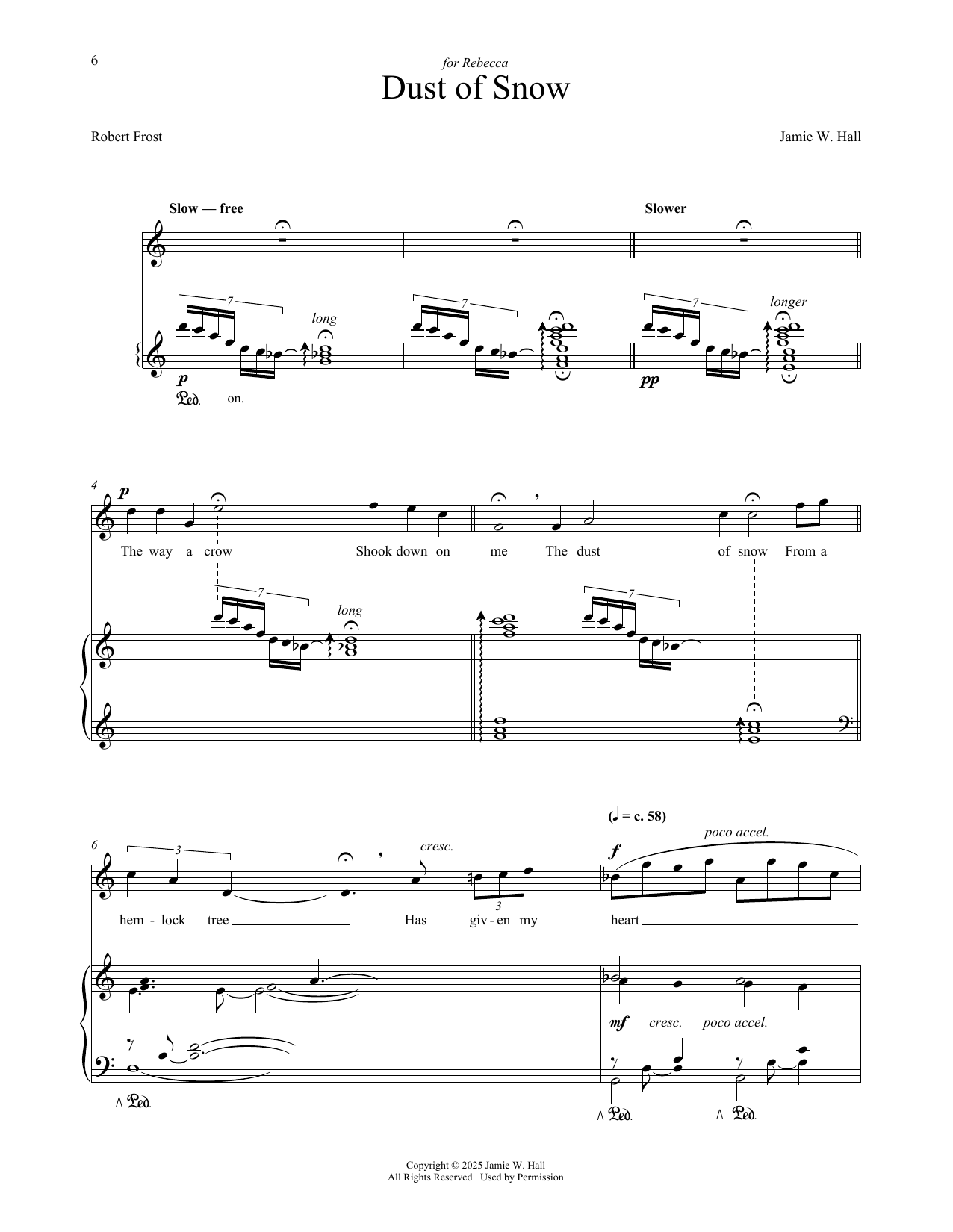 Jamie W. Hall Dust Of Snow sheet music notes and chords arranged for Piano & Vocal