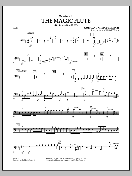 Jamin Hoffman Overture to The Magic Flute - Bass sheet music notes and chords arranged for Orchestra