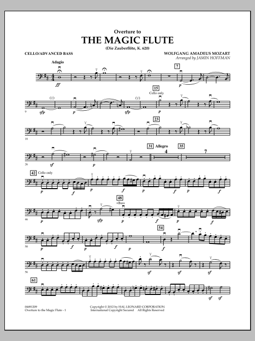 Jamin Hoffman Overture to The Magic Flute - Cello/Bass sheet music notes and chords arranged for Orchestra