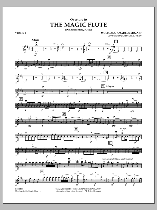 Jamin Hoffman Overture to The Magic Flute - Violin 1 sheet music notes and chords arranged for Orchestra