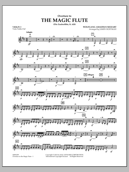 Jamin Hoffman Overture to The Magic Flute - Violin 3 (Viola Treble Clef) sheet music notes and chords arranged for Orchestra