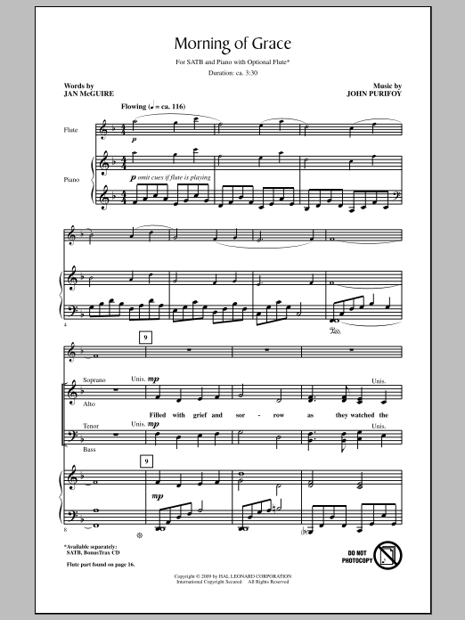 Jan McGuire Morning Of Grace sheet music notes and chords arranged for SATB Choir