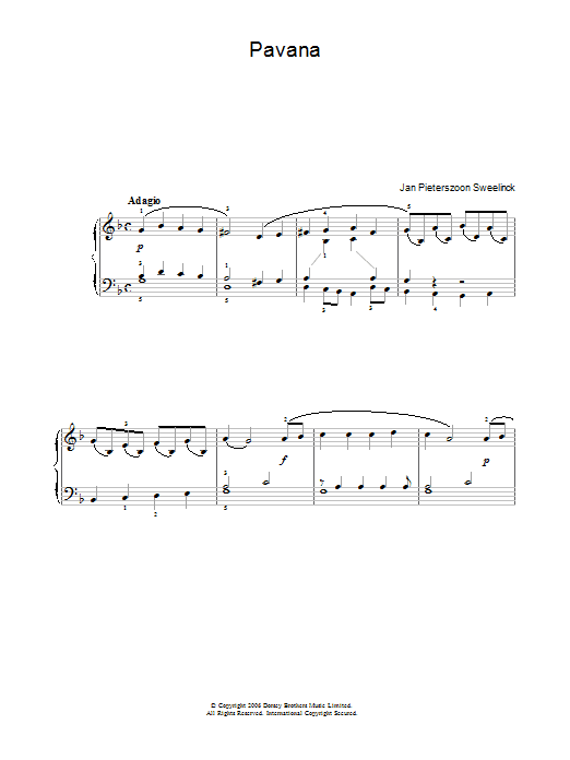 Jan Pieterszoon Sweelinck Pavana sheet music notes and chords arranged for Piano, Vocal & Guitar Chords