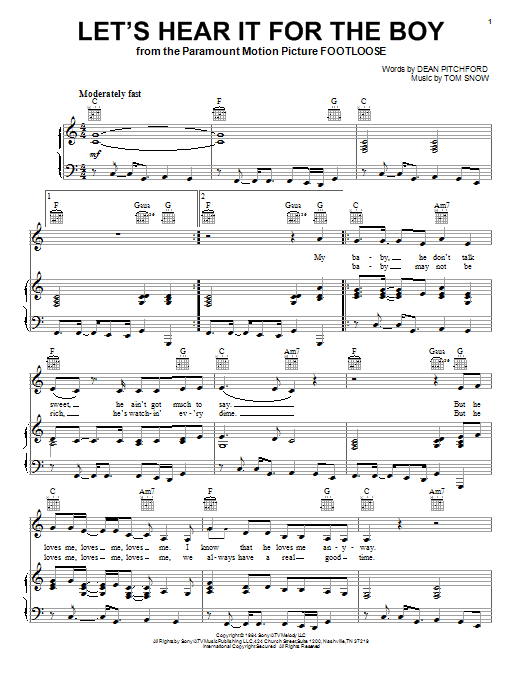 Jana Kramer Let's Hear It For The Boy sheet music notes and chords arranged for Piano, Vocal & Guitar Chords (Right-Hand Melody)