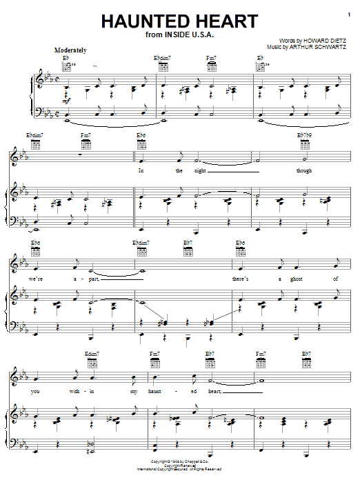 Jane Monheit Haunted Heart sheet music notes and chords arranged for Piano, Vocal & Guitar Chords (Right-Hand Melody)