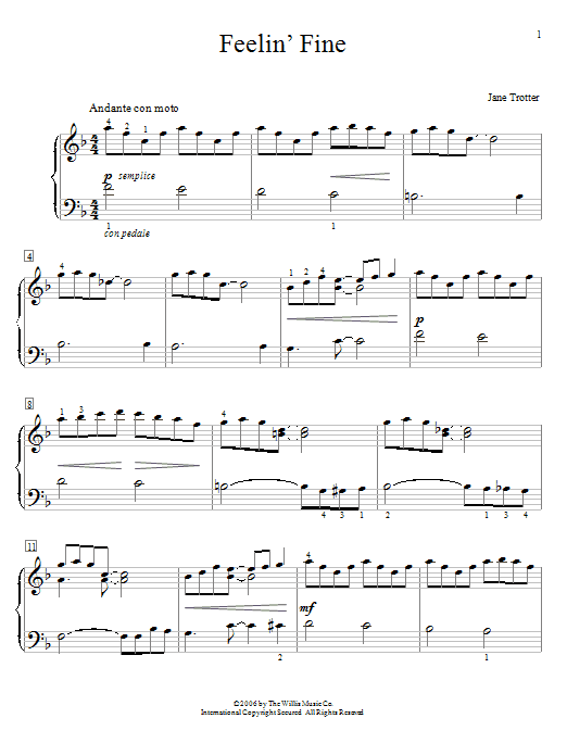 Jane Trotter Feelin' Fine sheet music notes and chords arranged for Educational Piano