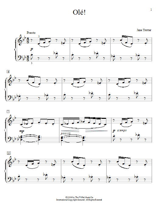 Jane Trotter Ole! sheet music notes and chords arranged for Educational Piano