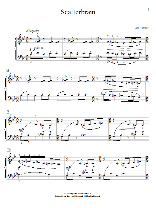 Jane Trotter Scatterbrain sheet music notes and chords arranged for Educational Piano