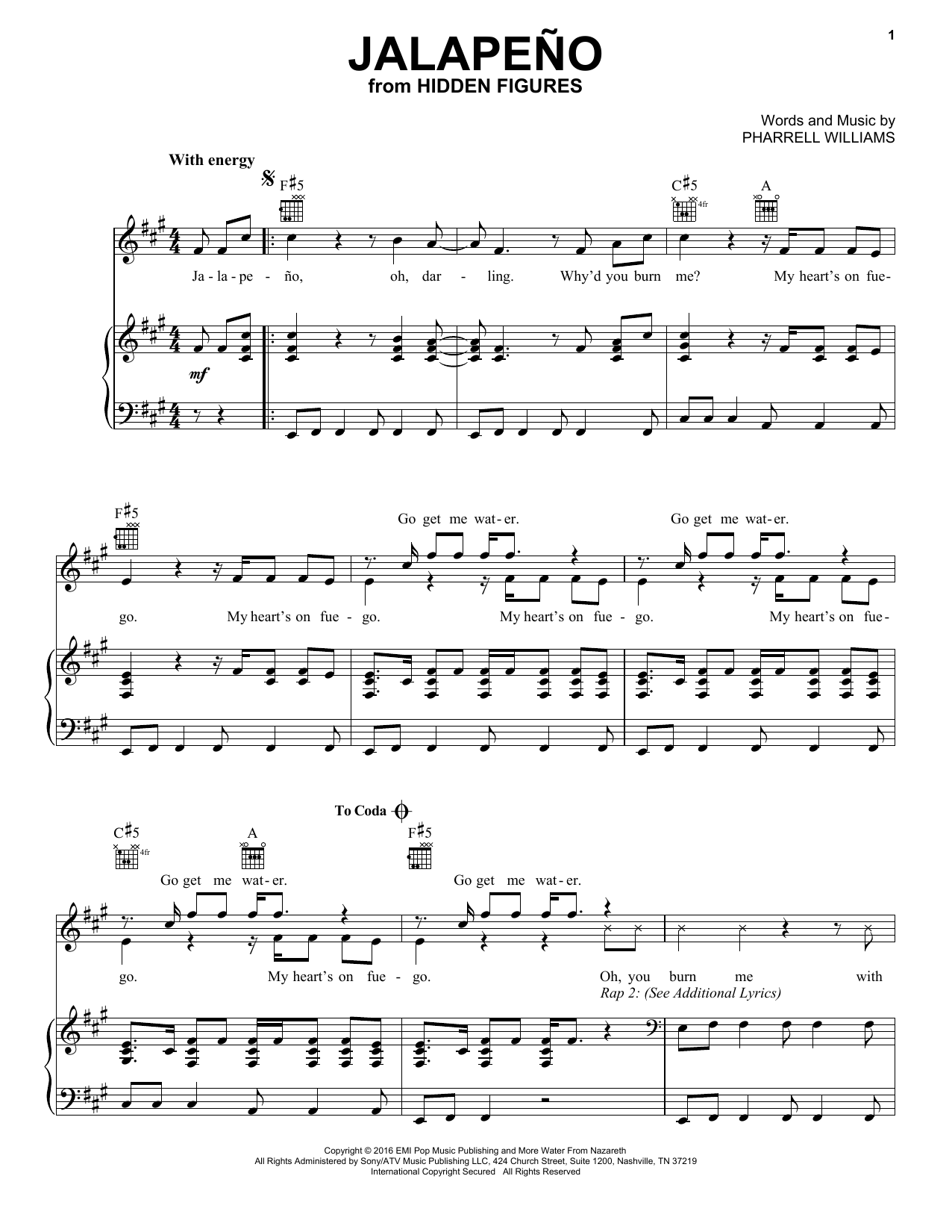 Janelle Monae and Pharrell Williams Jalapeno sheet music notes and chords arranged for Piano, Vocal & Guitar Chords (Right-Hand Melody)